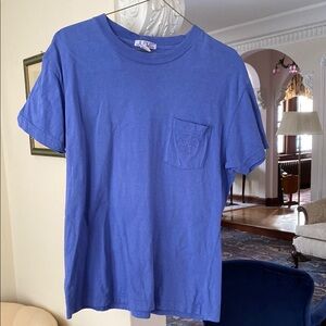 JL Plum Periwinkle Blue 100% Heavy Cotton Top with embroidered pocket L